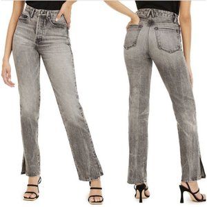 GOOD AMERICAN Good Boy Straight Jean Black 6 NWT High Waist Button Fly Curvy